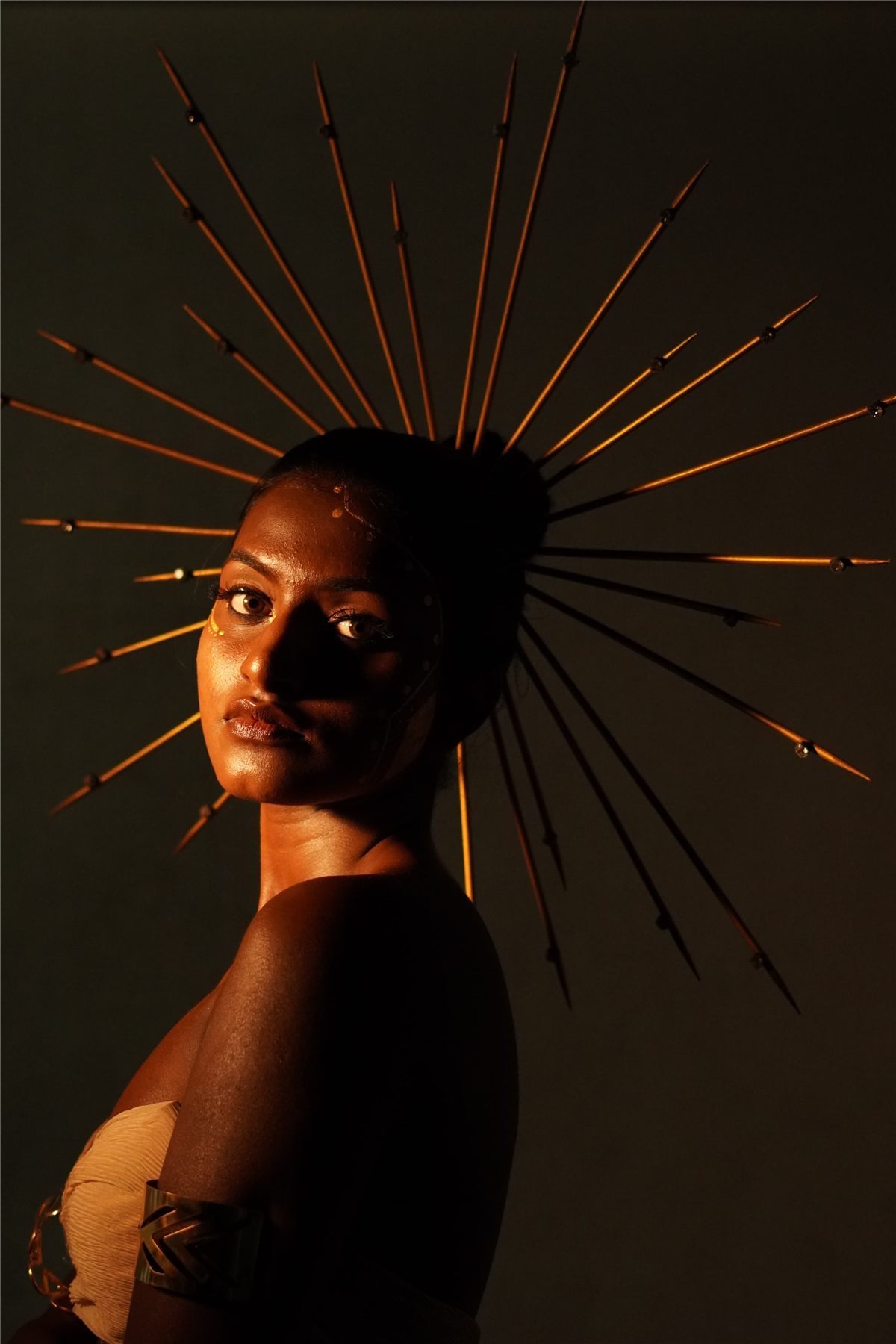 Golden halo crown portrait